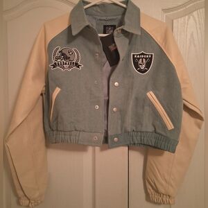 NFL Raiders Light Blue and Cream Jacket